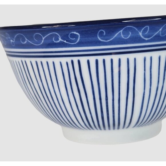 Pier 1 Blue White Hand painted Salad, Cereal Serving Bowl 5" Mint Condition. - Picture 2 of 7
